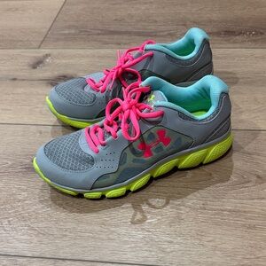 Under Armour Gray Sneakers with Pink and Green Accents